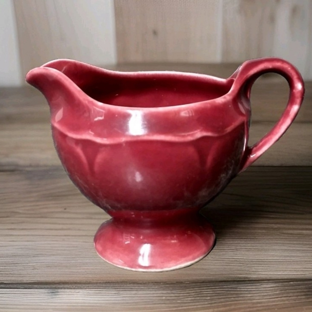 Vintage USA McCoy Shawnee Pottery Burgundy Creamer Pitcher